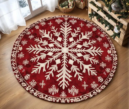 Area Rug: Festive Snowflake Rug - Cozy Christmas Tree Decor