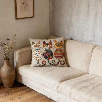Cute Cat Pillowcase 2D Flat Printed Cushion Cover Aesthetic Sofa Decorative Pillow Cover For Living Room Bedroom Home Decoration