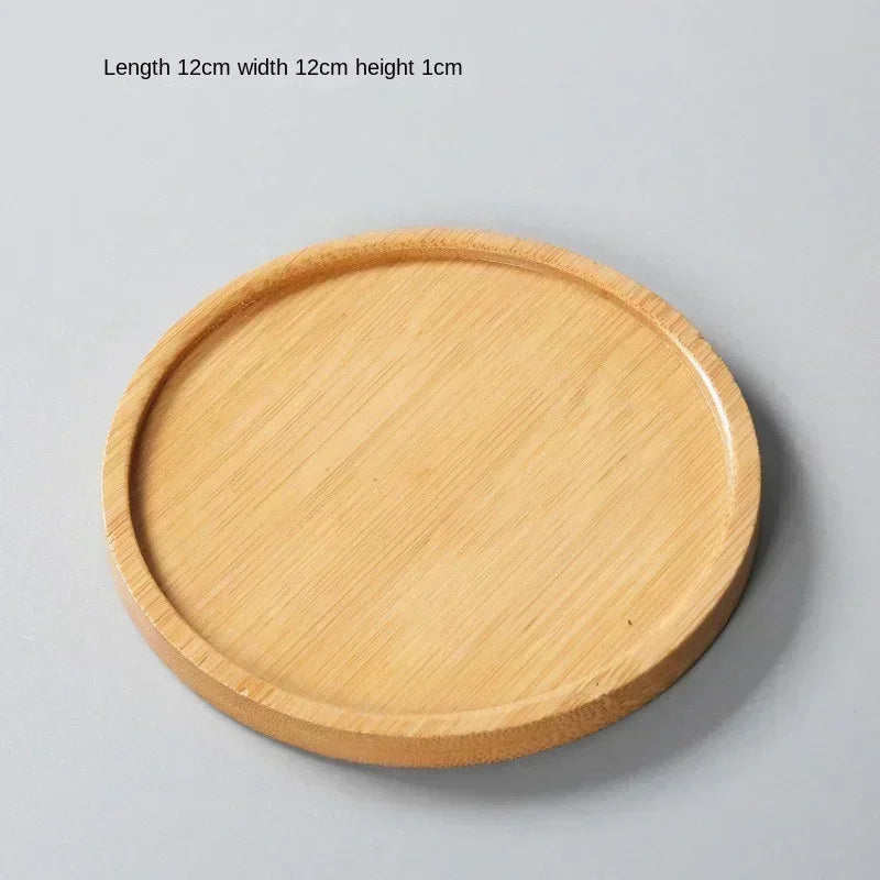 Wood Tray: Bamboo Tray Coaster Multi-Use Wood Saucer & Cup Mat