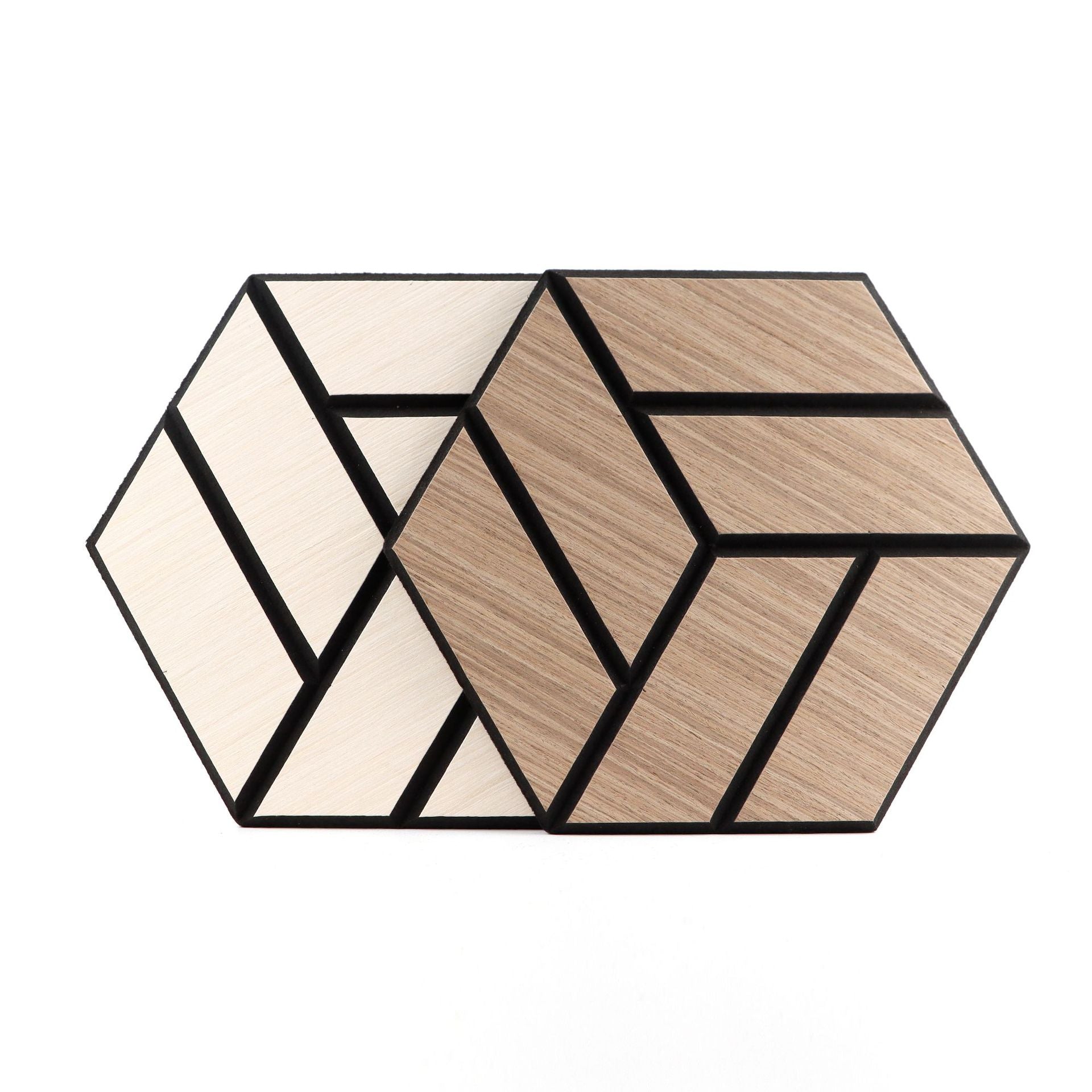 Polyester Soundproof Panels - Wood Grain Hexagonal Acoustic Decor