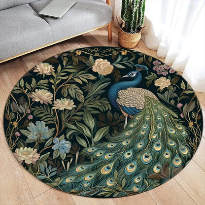 Area Rug: Lotus Flower Koi Round Carpet - Chinese Style Decor Rug