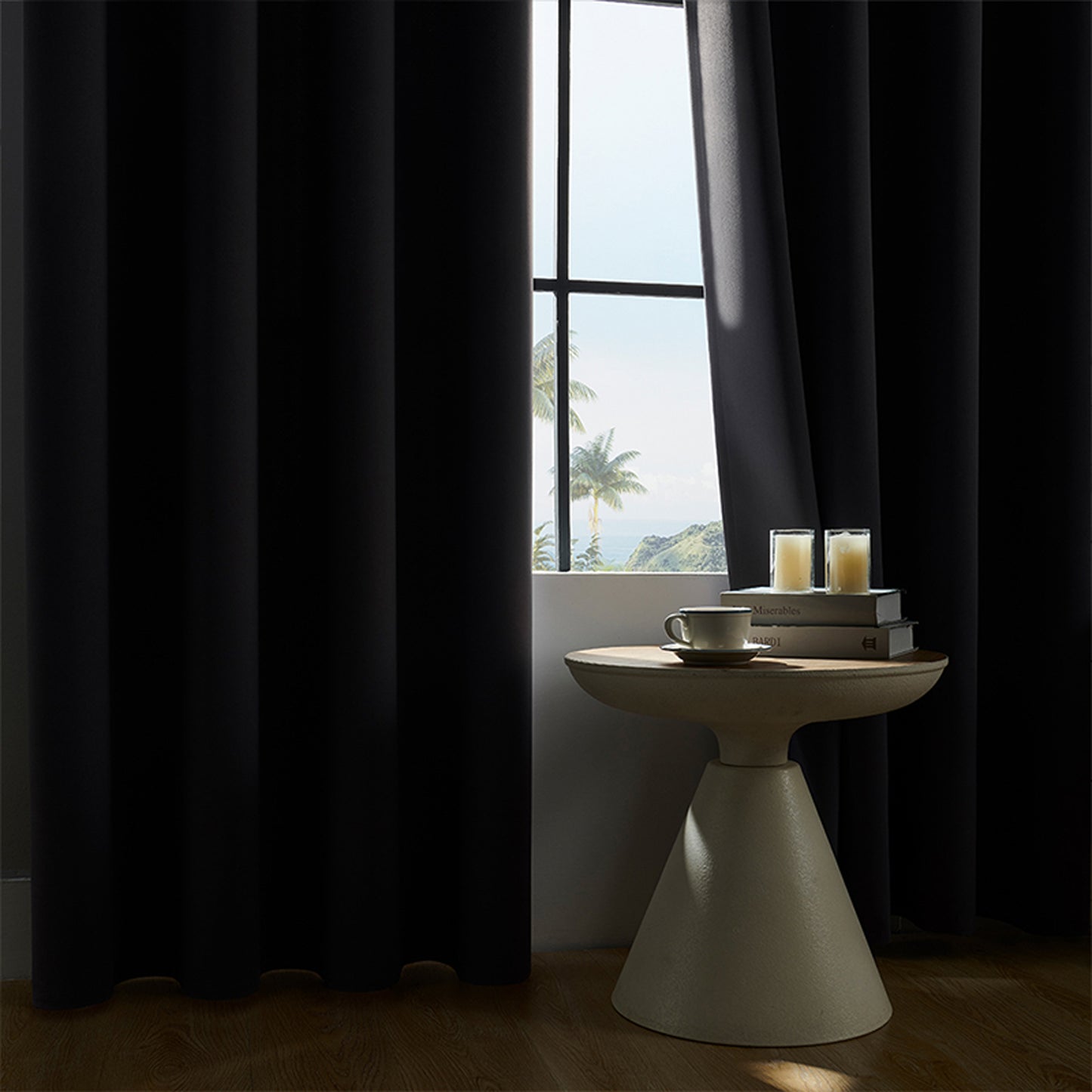 Yellow Blackout Curtains with Black TPU Interlining