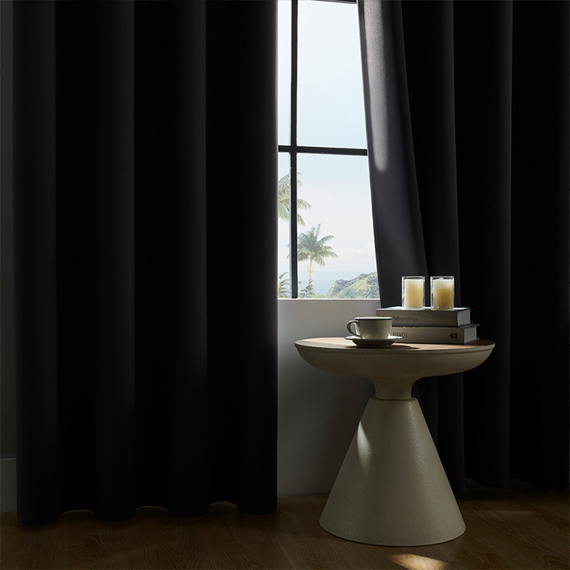 Yellow Blackout Curtains with Black TPU Interlining