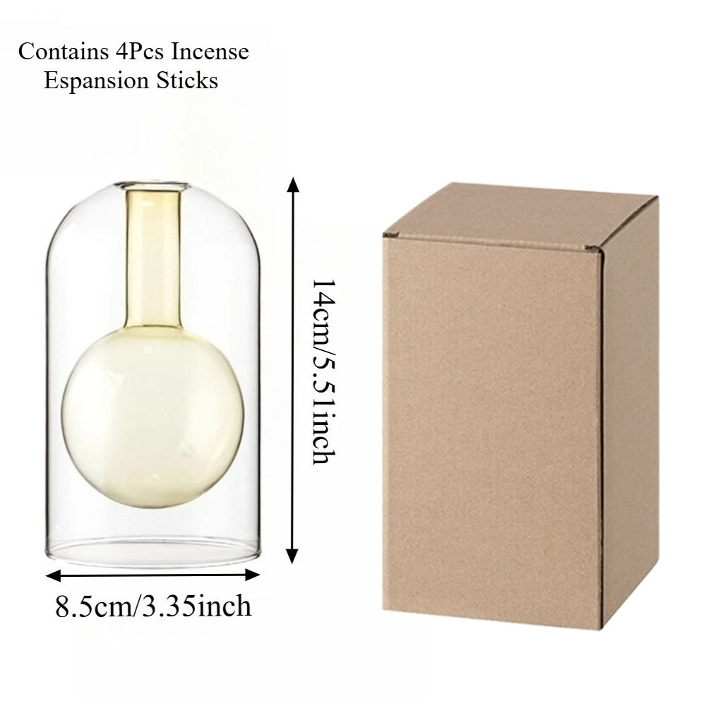 Minimalist Transparent Double Glass Reed Diffuser Container Modern Aromatherapy Vase with Diffusers Sticks Home Decor
