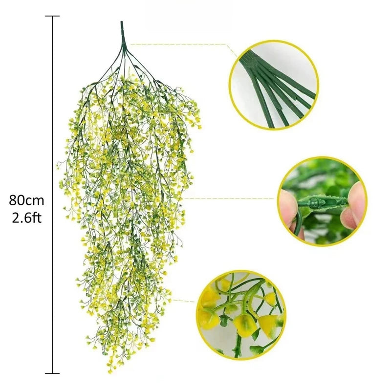 1/2Pcs 80CM Artificial Plants Vine Hanging Leaves Vines for Home Room Decor Garden Wedding Decoration Outdoor Decor Fake Plant