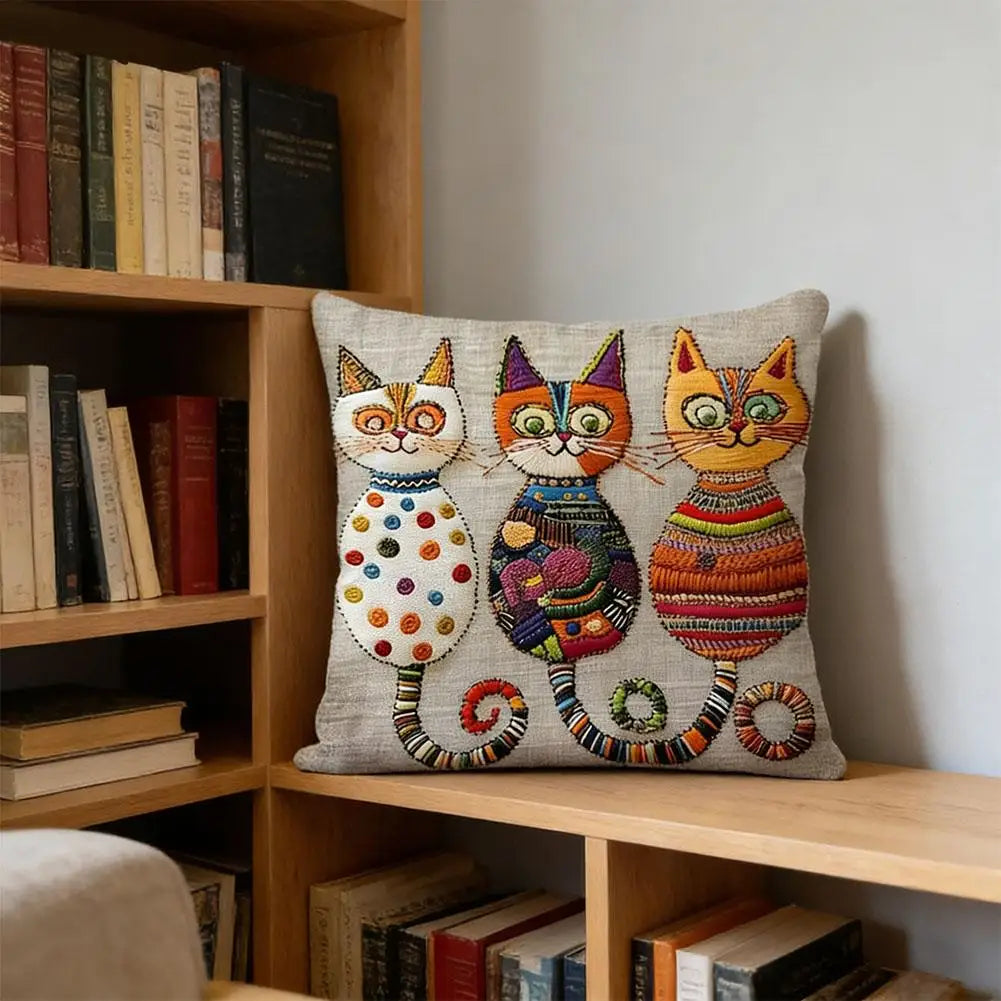 Cute Cat Pillowcase 2D Flat Printed Cushion Cover Aesthetic Sofa Decorative Pillow Cover For Living Room Bedroom Home Decoration
