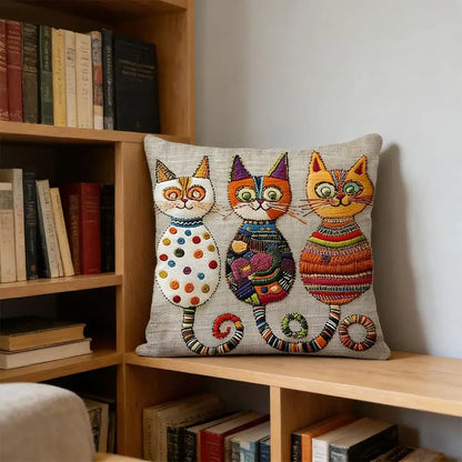 Cute Cat Pillowcase 2D Flat Printed Cushion Cover Aesthetic Sofa Decorative Pillow Cover For Living Room Bedroom Home Decoration