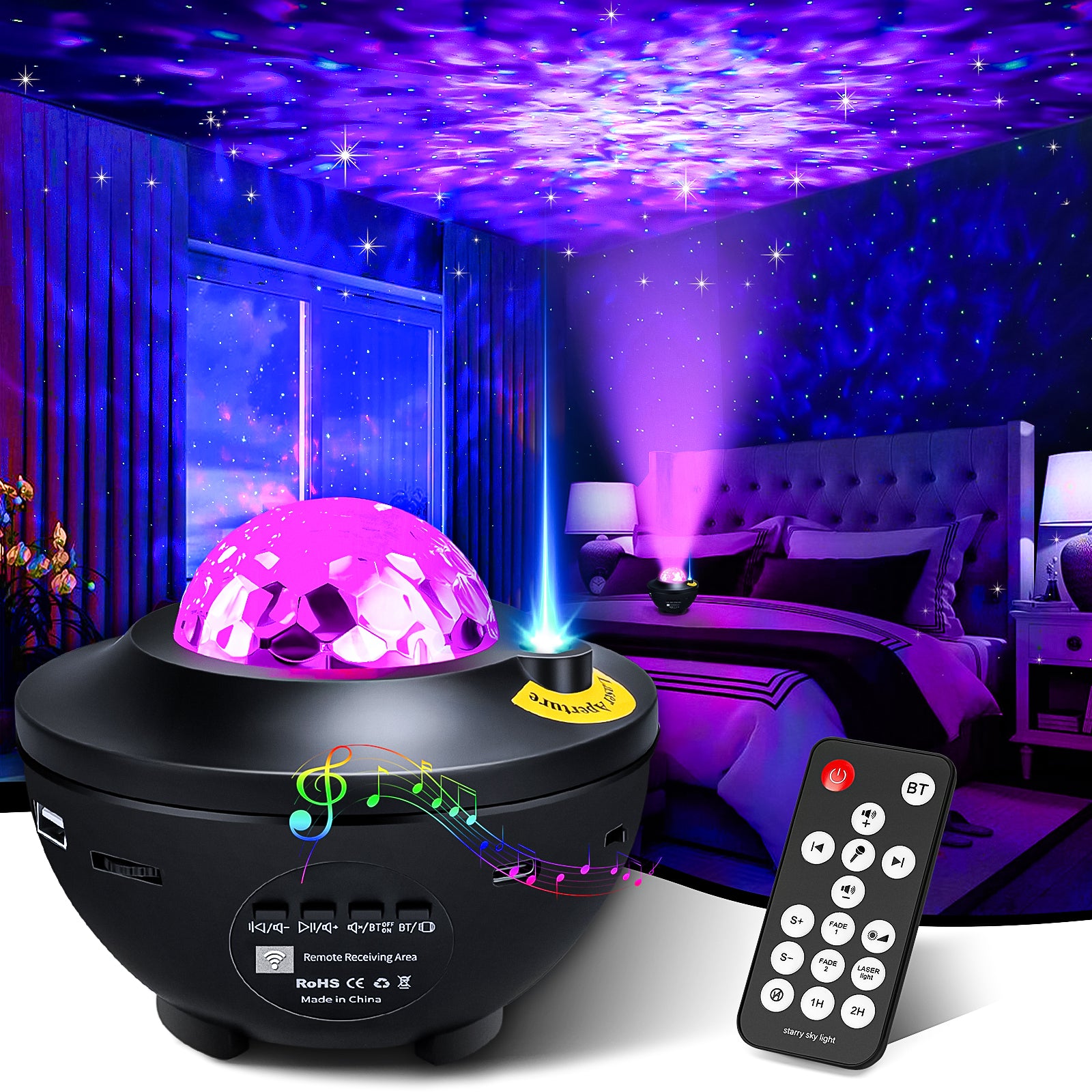 Starry Projector Galaxy Night Light Bluetooth Music Lamp