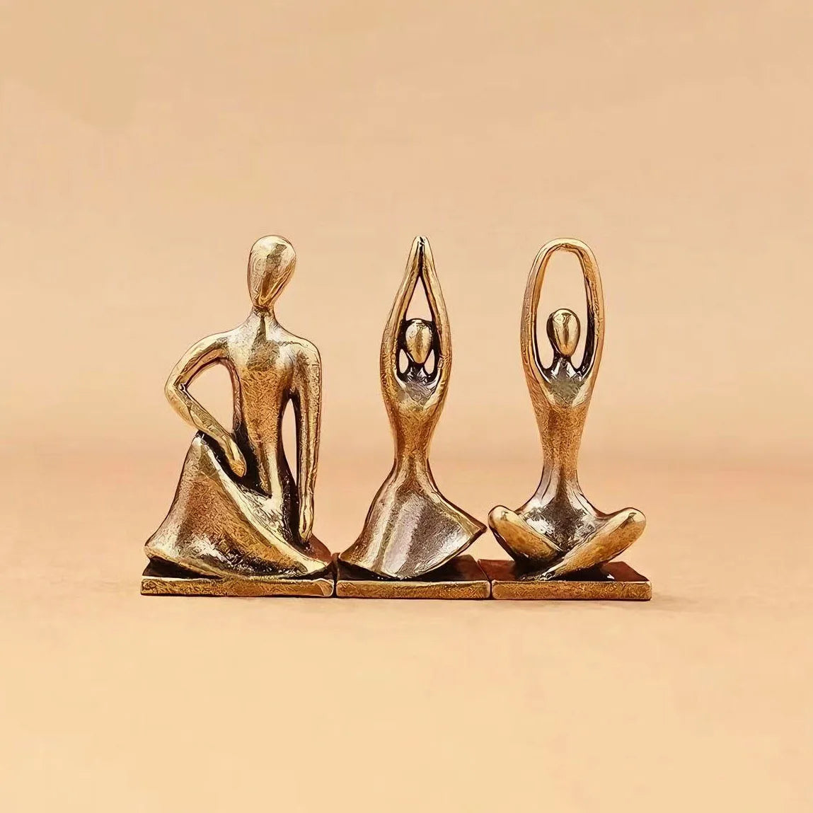 Brass Yoga Girl Statue Home Decor Figure Ornament Nordic Luxury Living Room Abstract Character Ornament