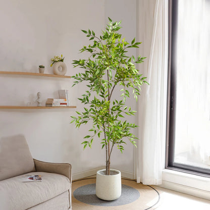 75cm Largen Fake Nandina Tree Artificial Palm Plants Plastic Green Bamboo Plant Faux Sumac Tree For Home Garden Office Decor