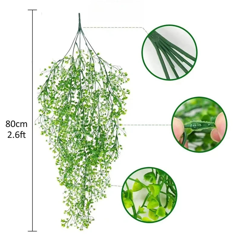 1/2Pcs 80CM Artificial Plants Vine Hanging Leaves Vines for Home Room Decor Garden Wedding Decoration Outdoor Decor Fake Plant