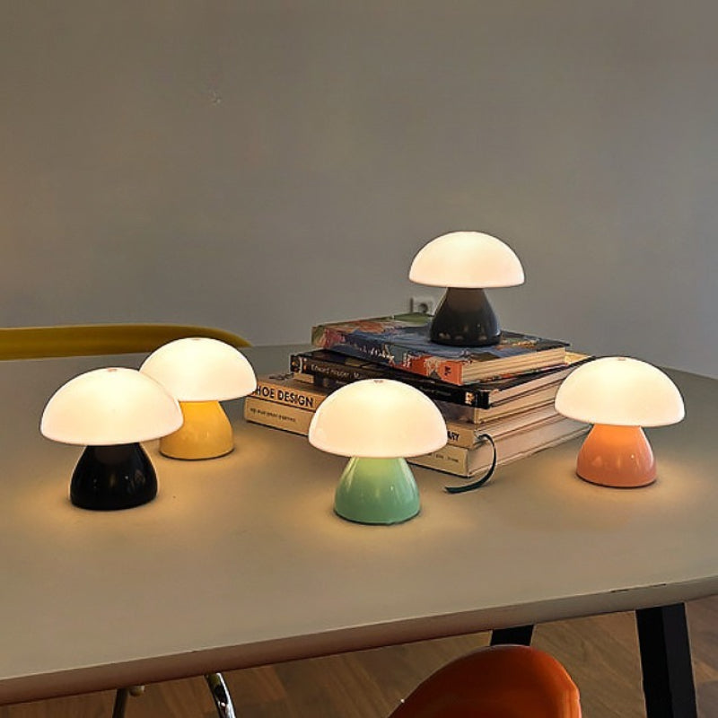 Table Lamp: LED Mushroom Lamp - Touch Dimmer, USB Night Light