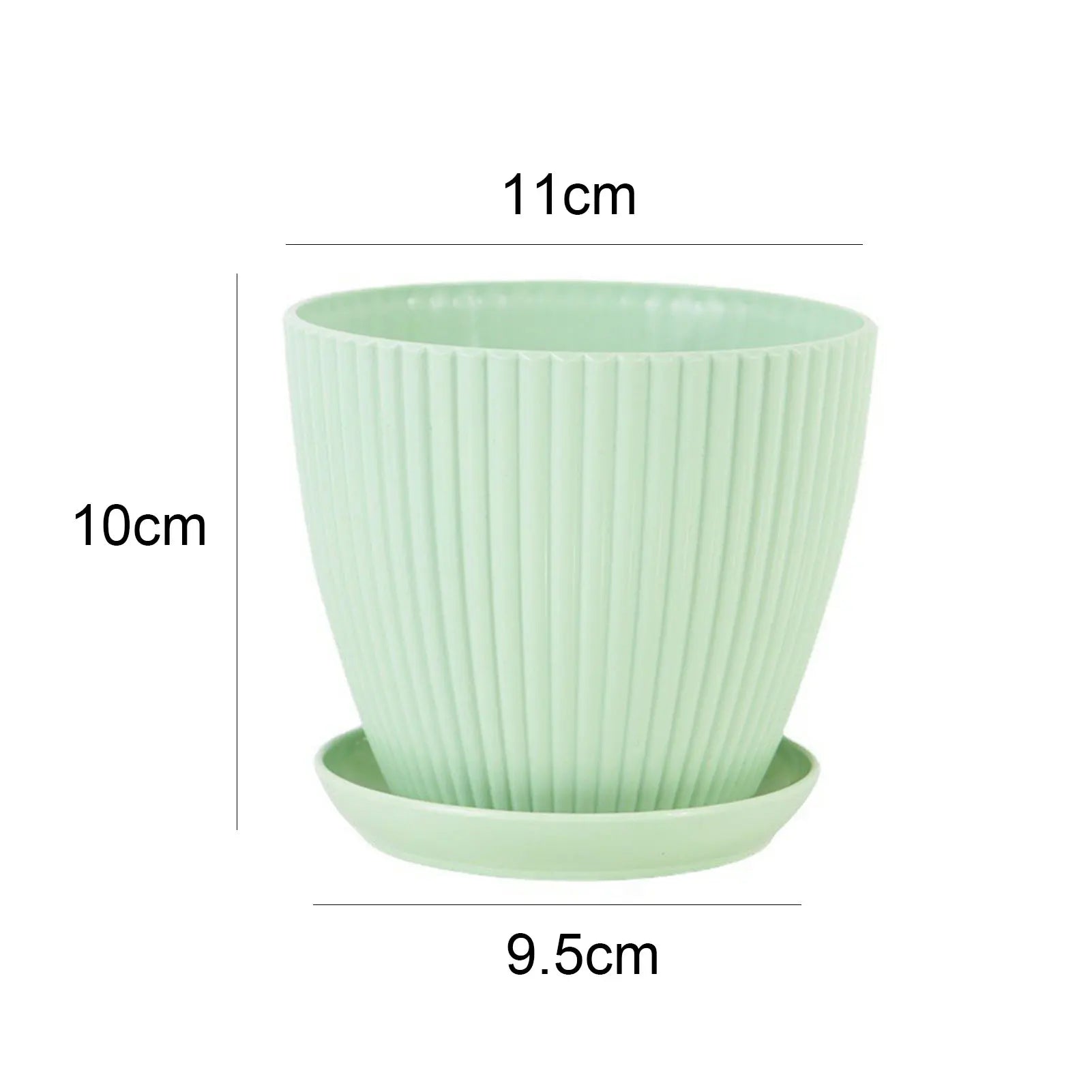 Green Dill Plastic Flower Pot - Double Layer with Tray