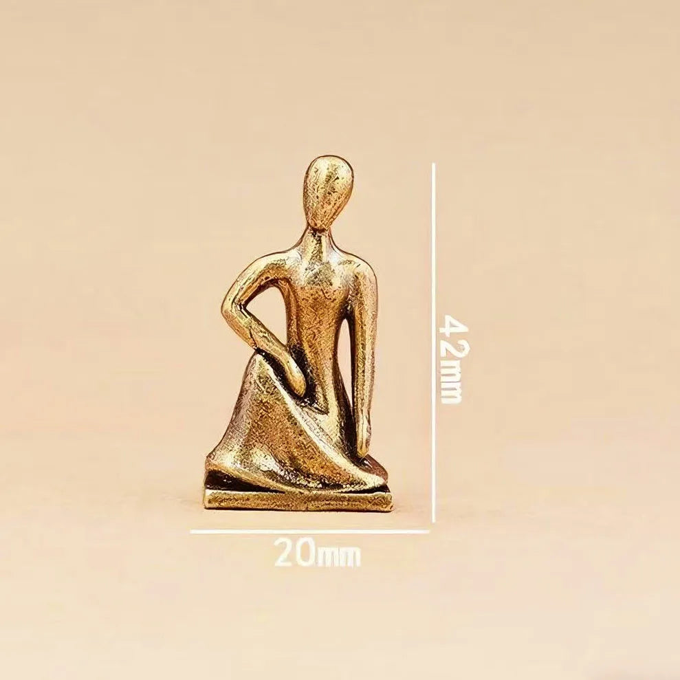 Brass Yoga Girl Statue Home Decor Figure Ornament Nordic Luxury Living Room Abstract Character Ornament
