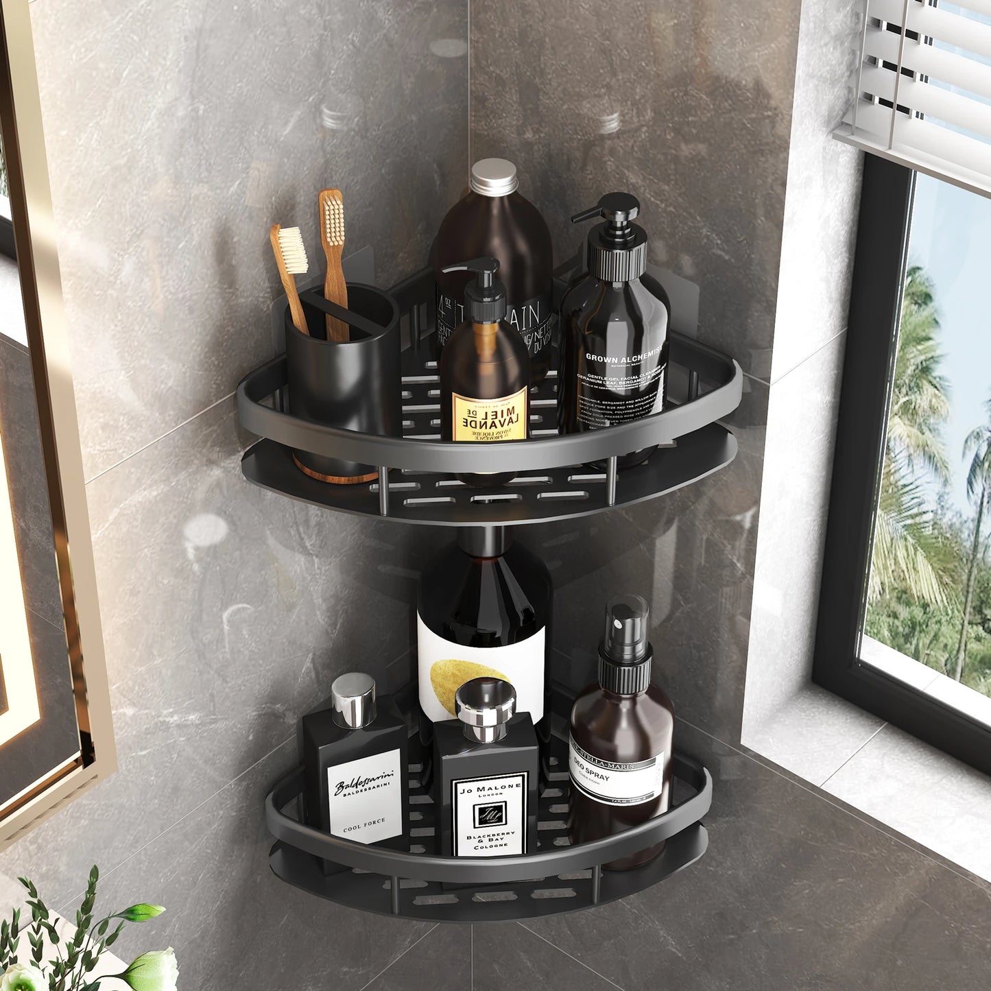 Bathroom Storage Rack: No-Drill Wall Mount Corner Shelf