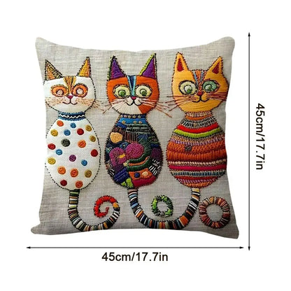 Cute Cat Pillowcase 2D Flat Printed Cushion Cover Aesthetic Sofa Decorative Pillow Cover For Living Room Bedroom Home Decoration