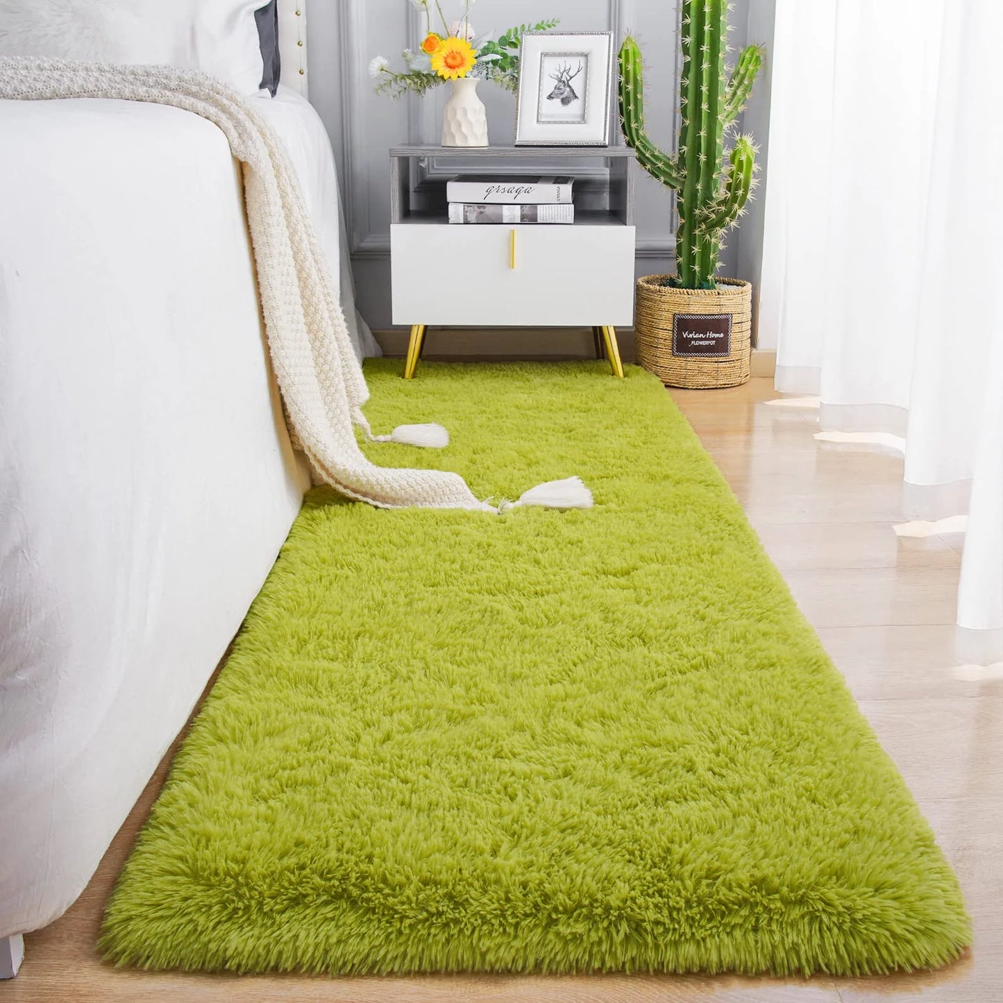 Tie-Dye Runner Area Rug - Shaggy Bedside Mat for Kids' Rooms