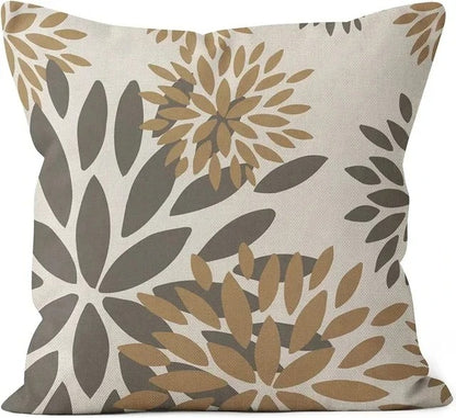 Throw Pillows Covers: Geometric Leaves Cushion Cover - Light Brown Home Decor
