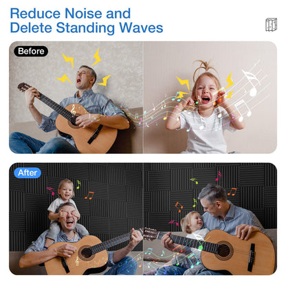 Acoustic Panels 12-Pack: Self-Adhesive Soundproof Foam