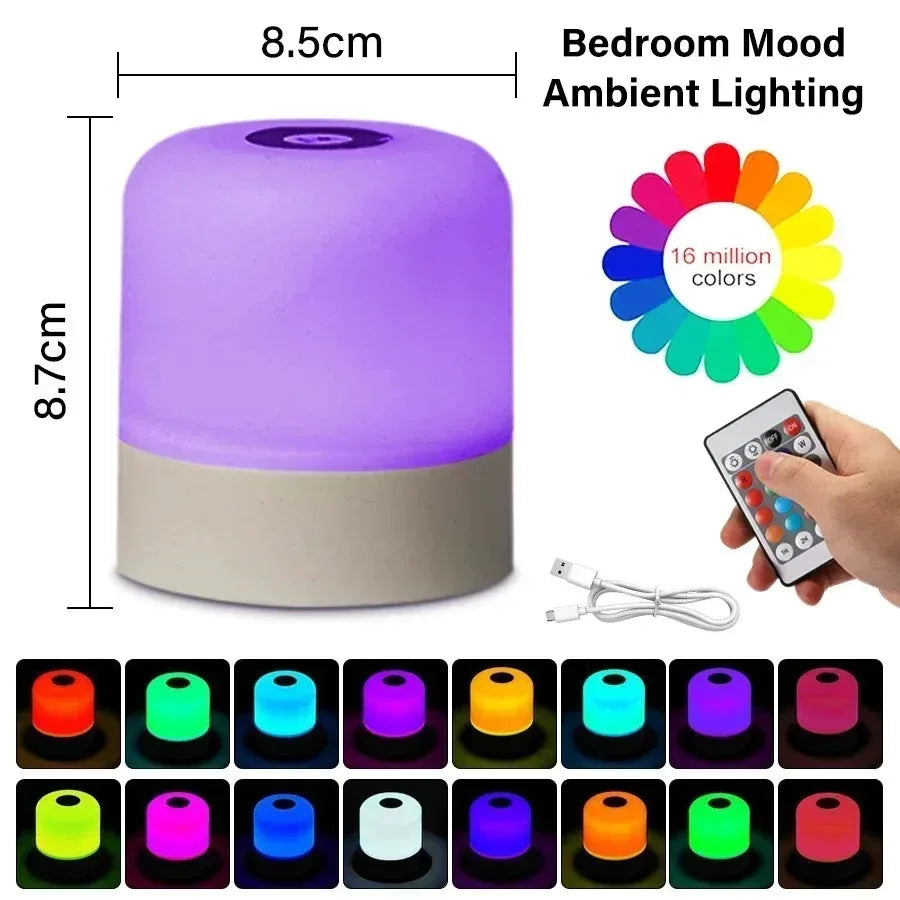 Night Lights: RGB Dimmable Night Light - Rechargeable & Remote Control