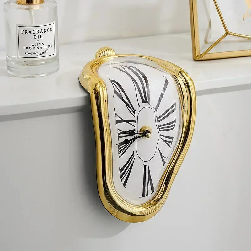 2024 New Novel Surreal Melting Distorted Wall Clocks Surrealist Salvador Dali Style Wall Watch Decoration Gift Home Garden