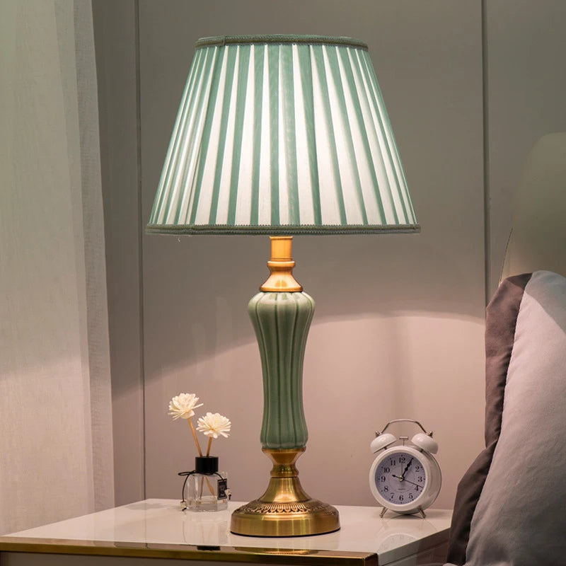 Modern Hotel Bedside Lamp Table Ceramic Light Nordic Ins Fabric Desk Light Household Foyer Living Room Bedside Study Desk Lamp