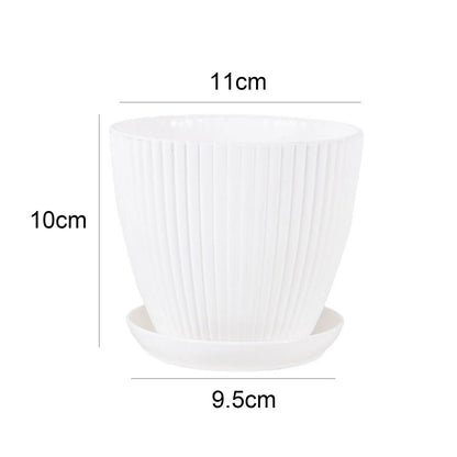 Green Dill Plastic Flower Pot - Double Layer with Tray