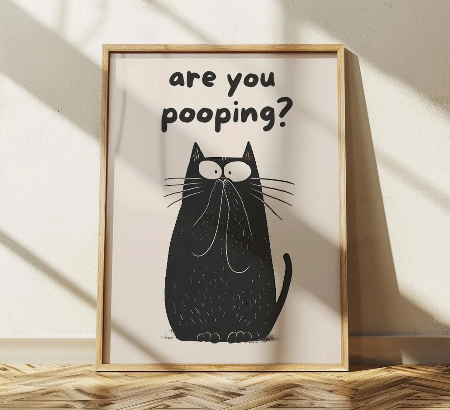 Wash Your Paws Black Cat Canvas Print Bathroom Cat You Pooping Wall Art Poster for Modern Living Room Toilet Kitchen Home Decor