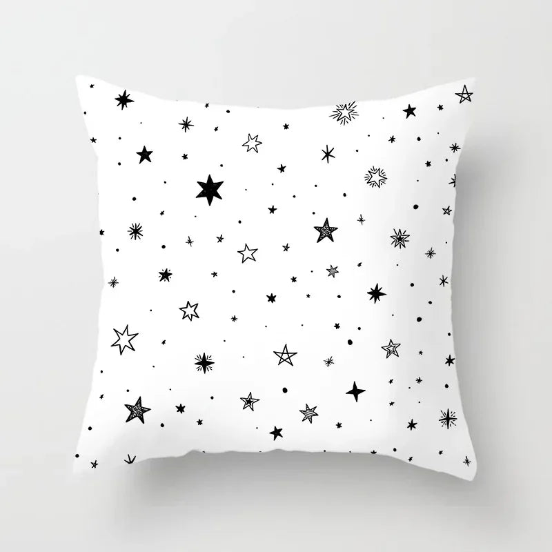 Pillow Cover - Modern Nordic Geometric Black White Design