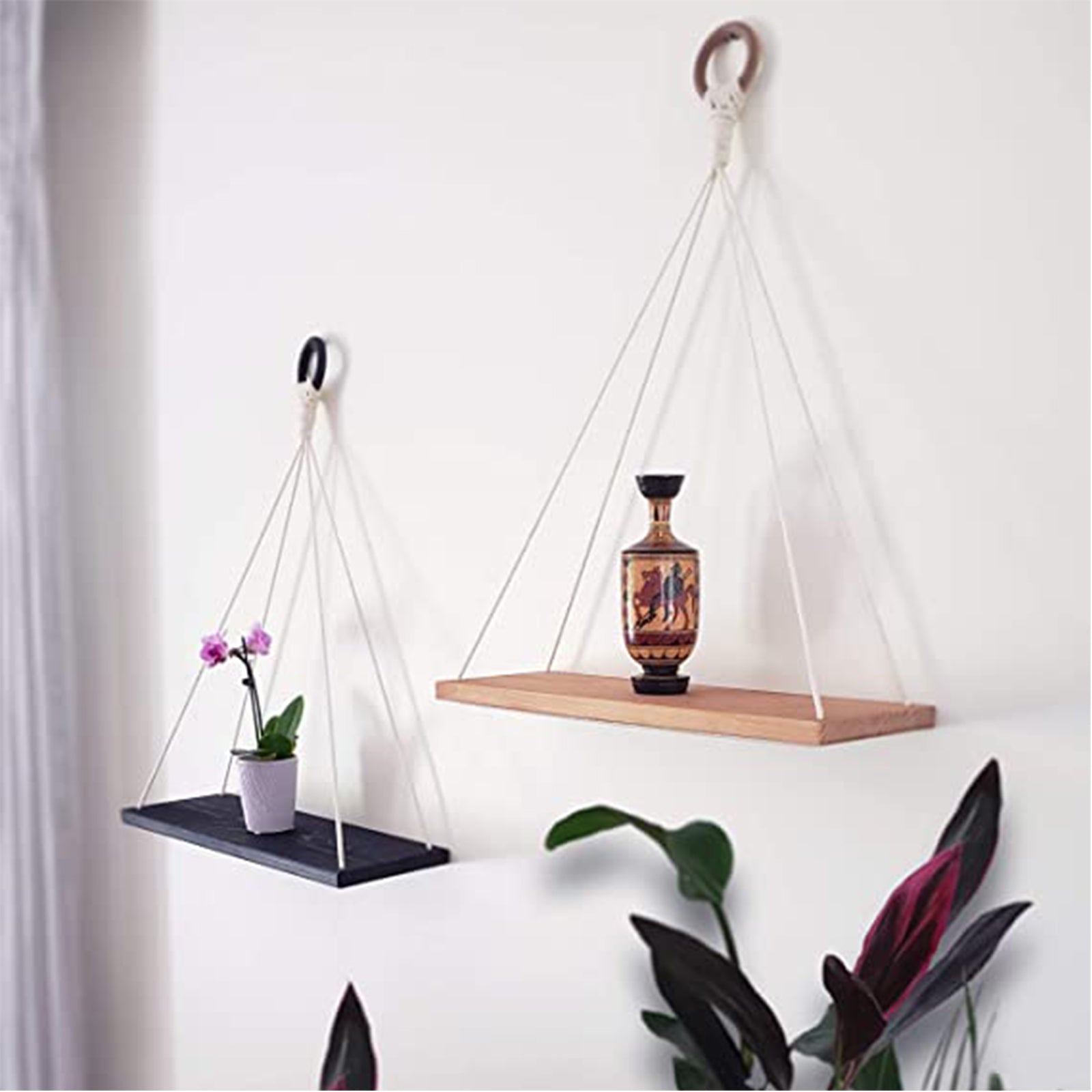 Floating Shelves for Wall - Boho Macrame Shelf Decor