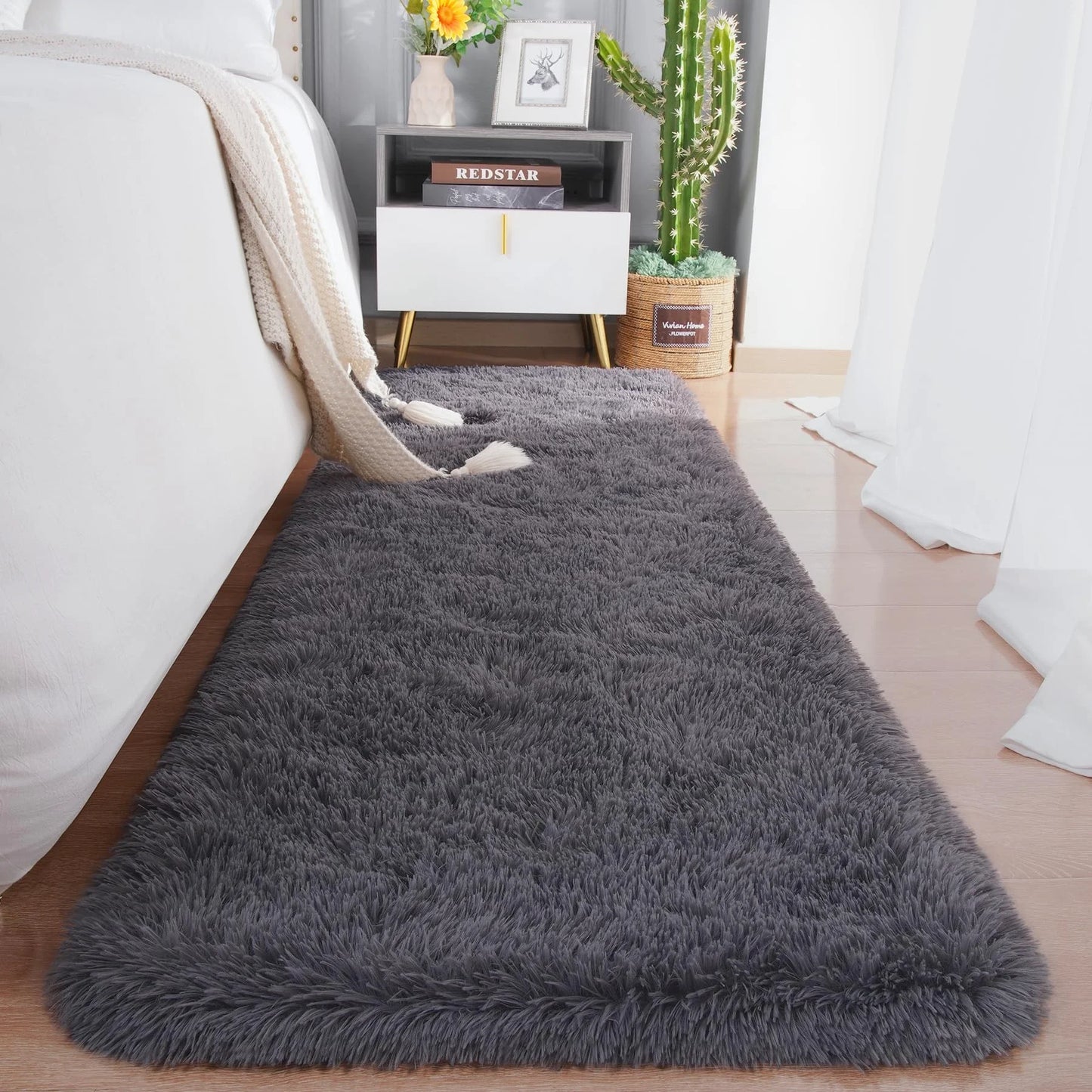 Tie-Dye Runner Area Rug - Shaggy Bedside Mat for Kids' Rooms