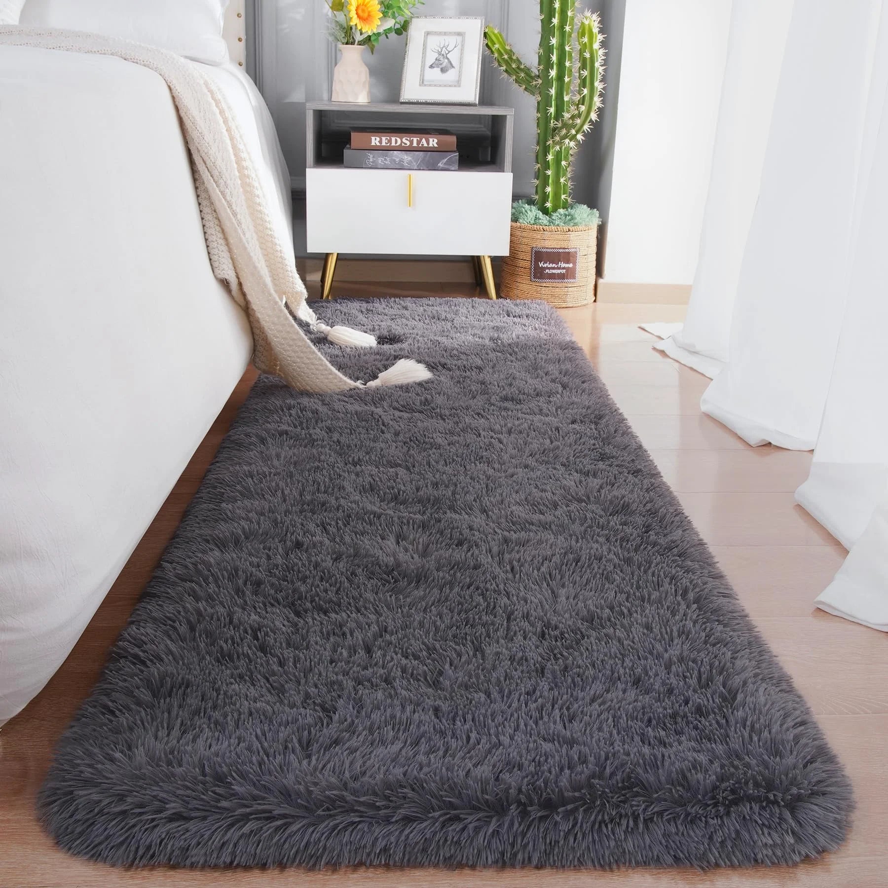 Tie-Dye Runner Area Rug - Shaggy Bedside Mat for Kids' Rooms