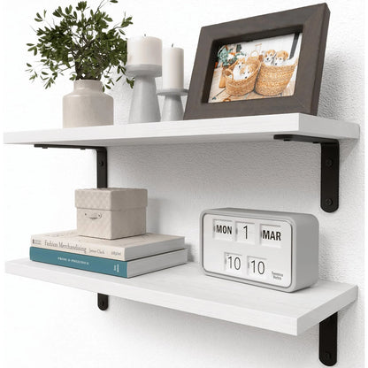 Wooden Floating Shelves - 2 Sets for Wall Décor & Storage