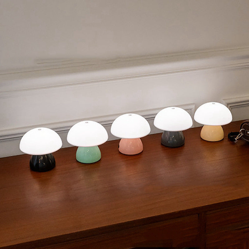 Table Lamp: LED Mushroom Lamp - Touch Dimmer, USB Night Light