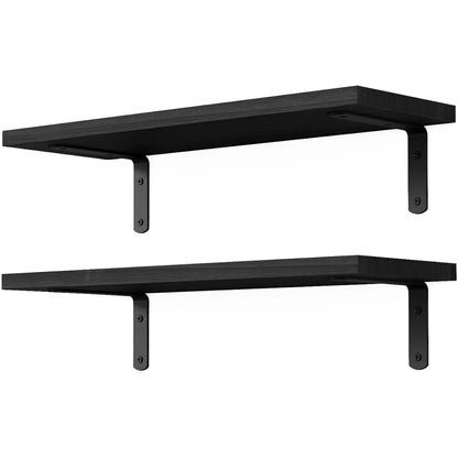 Wooden Floating Shelves - 2 Sets for Wall Décor & Storage
