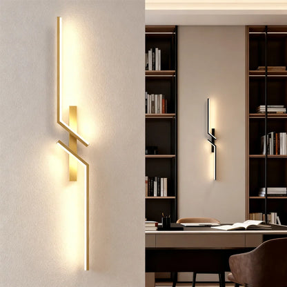 LED Wall Lamp Modern Minimalist Strip Wall Black Gold Wall Light for Bedroom Bedside Living Room TV Sofa Lobby Background Decor