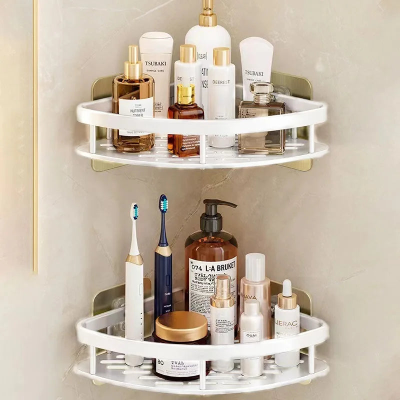 Bathroom Storage Rack: No-Drill Wall Mount Corner Shelf