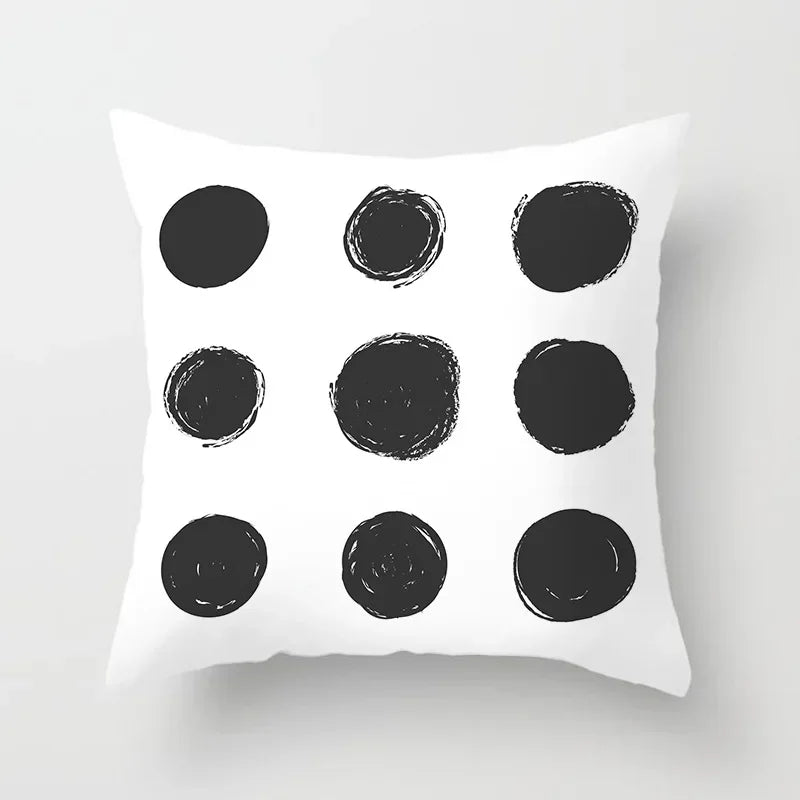 Pillow Cover - Modern Nordic Geometric Black White Design