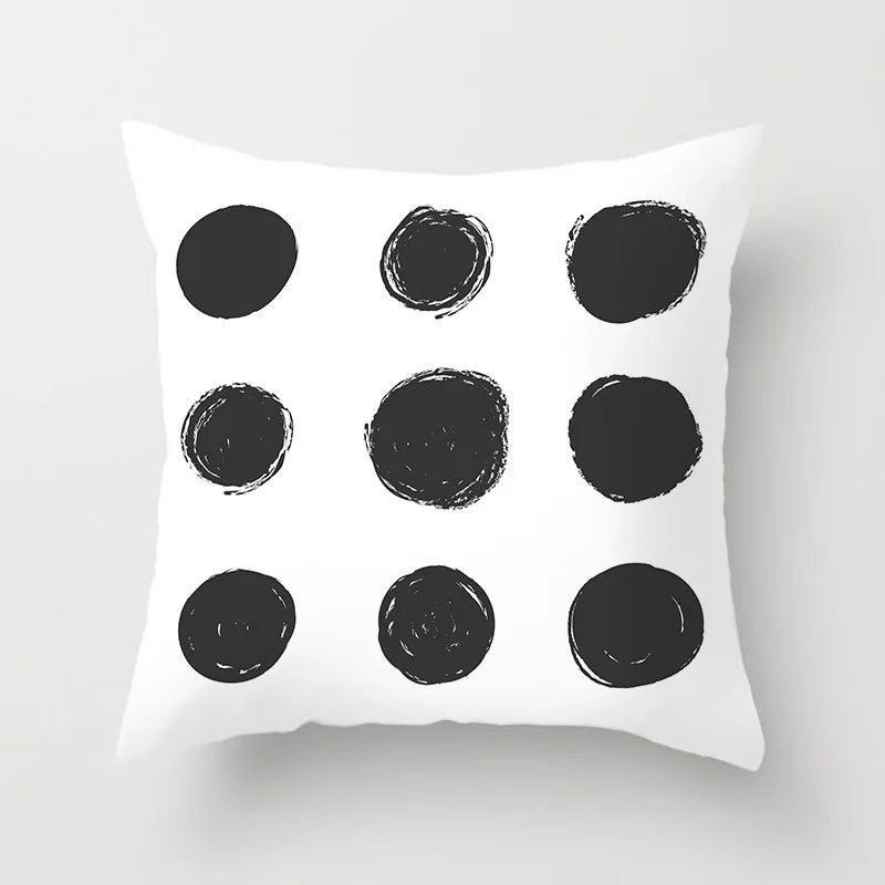 Pillow Cover - Modern Nordic Geometric Black White Design