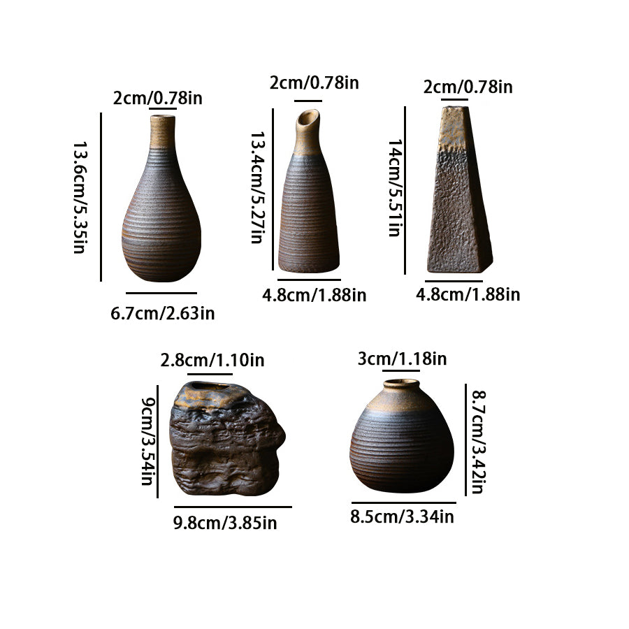 Ceramic Vase: Retro Pottery Mini Vase - Ceramic Tabletop Decor