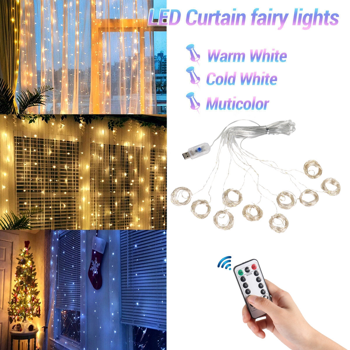 USB Festoon String Lights - Fairy Garland Christmas Decor